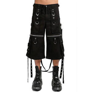 Pantalones Cargo Negros de Pierna Ancha para Hombre con Múltiples Bolsillos, Cintura con Cordón, Estilo Urbano, Gótico, Punk - Product Image 4