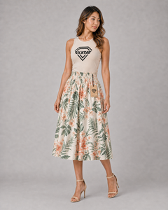 Women Hawaiian Beach Floral Maxi <b>Skirt</b> Tropical Island Autumn Vacation Casual Lightweight Breathable Flowy Natural Wholesale - Product Image 5