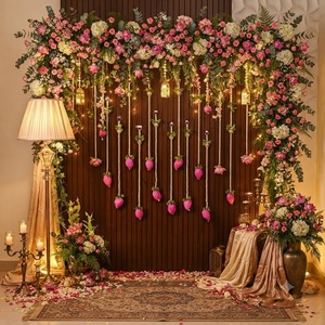 Handmade Artificial Pink Lotus Bud Pearl Bead Wall Decals <b>Garlands</b> Indian Festival Decor Indian Backdrops Ramadan Home Decor - Product Image 6