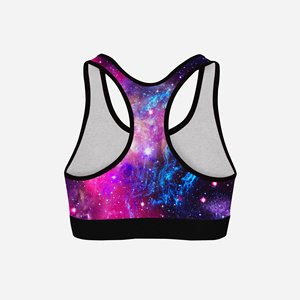 Soutien-gorge de sport imprimé Galaxy pour femme, haut de fitness à dos nageur à maintien élevé, motif étoiles multicolores, vêtements de sport - Product Image 3