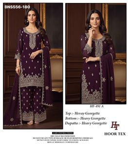 Colección de Trajes Plazzo-Dupatta de Georgette Pesado de Alta Calidad con Bordado y Trabajo Zarkan, Proveedor de India - Product Image 4