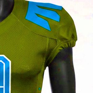 Camiseta de Fútbol Americano para Hombre, Verde Oliva y Azul, Número 9, Sublimada, Malla sin Mangas, Cuello en V, Ajuste Atlético, Absorbe la Humedad - Product Image 5