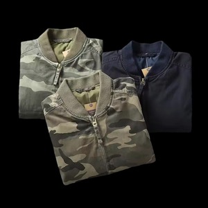 Men's Camouflage Plain Dyed Eco-Friendly Vintage Bomber <b>Jacket</b> ODM Loose Fit for Middle-aged Youth <b>jacket</b> - Product Image 6