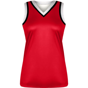 Camiseta de Baloncesto Sublimada Personalizada para Mujer, Sin Mangas, Roja, Negra y Blanca, de Secado Rápido, Transpirable, con Cuello en V, Uniforme Deportivo para Equipo - Product Image 3