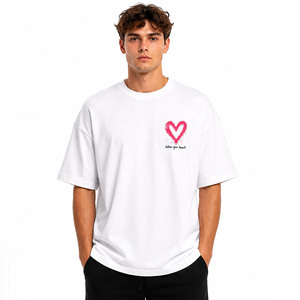 เสื้อยืดโอเวอร์ไซส์ คอโอ แขนสั้น ทรงหลวม พรีเมียม ผลิตจากผ้าฝ้าย 100% เป็นมิตรต่อสิ่งแวดล้อม ใส่ได้ทั้งชายและหญิง สไตล์ลำลอง รับผลิตแบบ OEM ODM - Product Image 1