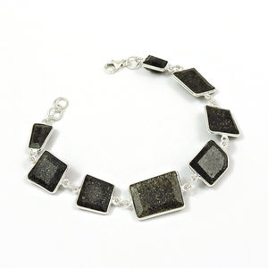 925 Sterling Silver Boho Jewelry Natural Black Sunstone Gemstone Dainty Birthstone Bracelets Cadeaux De Mariage Pour Elle En Gros - Product Image 3