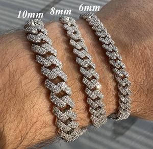 Pass Diamond Tester <b>Iced</b> <b>Out</b> VVS Cuban <b>Chain</b> 6mm 8mm 925 Moissanite Cuban <b>Chain</b> Necklace - Product Image 3