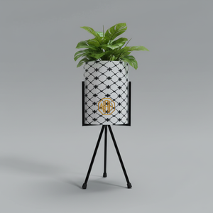 Support à fleurs en métal minimaliste moderne avec motif géométrique pour plantes vertes d'intérieur, décoration de la maison - Product Image 1