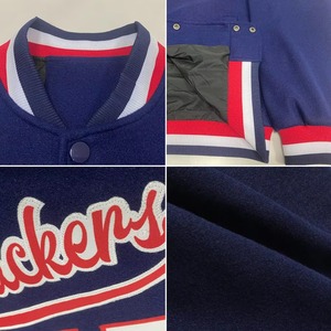 Custom Varsity <b>Jacket</b> <b>Men</b> Navy Blue Red <b>White</b> Letter Print Baseball Style with Name Number Front Back Design Autumn Casual - Product Image 6
