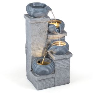 Fontana a Cascata a 4 Livelli per Interni/Esterni con Luci LED Bianco Caldo, in Resina Effetto Pietra, Stile Moderno Europeo per Hotel e Parchi - Product Image 6