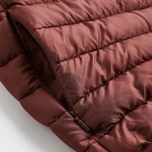 Men's <b>Burgundy</b> Hooded <b>Puffer</b> <b>Jacket</b> Zipper Closure Windproof Casual Winter Wear Regular Length Polyester Wadding - Product Image 5
