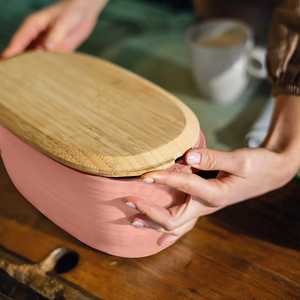 Boîte de rangement alimentaire en métal de qualité supérieure avec couvercle en bois pour l'organisation de la cuisine, du comptoir et la décoration intérieure - Product Image 1
