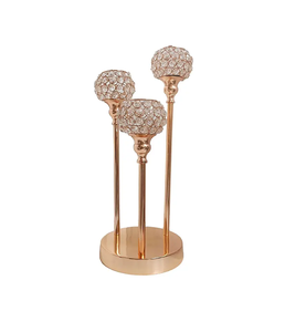 Candelabro Clásico de Cristal Dorado y Plateado, Portavelas Decorativo de Lujo - Product Image 1