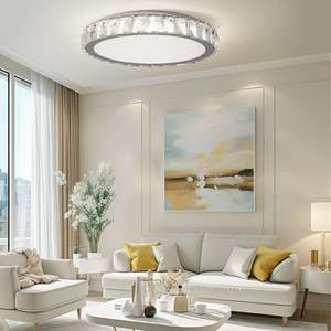 19.7-Inch Chrome-Iron Crystal LED <b>Ceiling</b> <b>Light</b> Modern 45W Dimmable Flush Mount Fixture Energy-Saving Living Room Bedroom - Product Image 5
