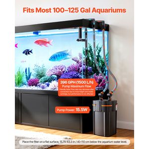 Filtro a Canister XL da 396 GPH per Acquario, 4 Fasi, con Luce Temporizzata, Pompa Potente, per Circolazione Acqua da 5L a 10L, con Media di Pulizia - Product Image 2