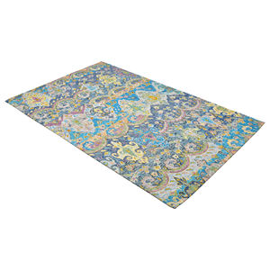Tapis d'intérieur floral coloré tufté à la main, bleu multicolore, style persan traditionnel, pour les intérieurs modernes - Product Image 6