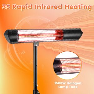 Riscaldatore Elettrico a Infrarossi da Esterno 1500W IP65 Impermeabile con Treppiede e Supporto a Parete, 2 Telecomandi e 3 Livelli di Riscaldamento - Product Image 4