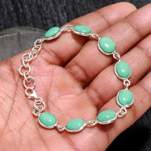 Natural Arizona Turquoise <b>Gemstone</b> <b>Bracelet</b> Jewelry Oval Shape 925 Sterling Silver <b>Bracelet</b> Jewelry Wholesaler - Product Image 1