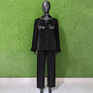 Conjunto de Pijama de Manga Larga Tejido Elegante de la Colección de Verano para Mujer, Ropa de Dormir de Alta Calidad para Uso en el Hogar, Más Vendida - Product Image 1