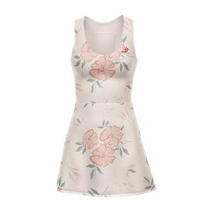 Vestido de Tenis sin Mangas con Estampado Floral para Mujer LUUK, Cuello Redondo, Tela Transpirable, Ropa Deportiva de Verano, Impresión Digital Personalizada - Product Image 1