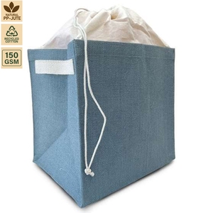 Laminated Natural Jute <b>Storage</b> <b>Laundry</b> Bag Home <b>Storage</b> 31x23x24 cm Custom Logo Wholesale OEM Private Label Model AB0913 - Product Image 2