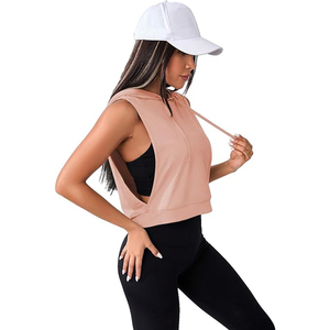 Women’s Activewear Sleeveless Hoodie Cropped Workout Tank <b>Top</b> for Gym & Casual Wear - Product Image 5
