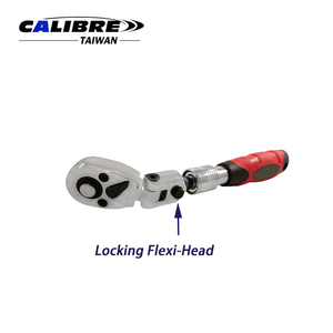 Clé à cliquet extensible à tête flexible TAIWAN CALIBRE 3 pièces 1/4" 3/8" 1/2" CRV DIY OEM avec poignée antidérapante, garantie 1 an, système de verrouillage Dr. Locking - Product Image 2