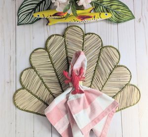 Hermoso Mantel Individual Decorativo de Rafia con Forma de Concha, Tejido a Mano, Accesorio para Mesa de Comedor, Decoración Sostenible de Lujo para el Hogar - Product Image 2