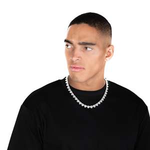 Collier chaîne tennis de style affirmé, taille brillant, en argent 925 plaqué rhodium, serti clos, luxe hip-hop pour femme - Product Image 2