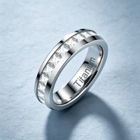 Bague en titane avec sertissage en zircone, alliance fine de 4 mm pour femme, bijoux modernes en gros