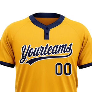 Maillots de baseball entièrement sublimés à deux boutons pour hommes, manches courtes, maillot d'entraînement de baseball à deux boutons - Product Image 2