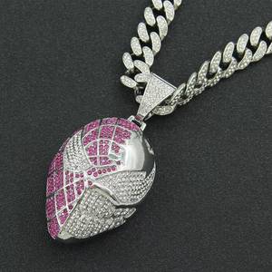 Ice Cuban Link Pendant Necklace with Moissanite <b>Rope</b> <b>Chain</b> Mask Charm Silver Tone Hip Hop Jewelry for Men Party Occasion - Product Image 3