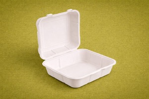 Caja cuadrada desechable de bagazo de caña de azúcar de 9 x 9 pulgadas con tapa para llevar, ideal para restaurantes, pizza y sushi. - Product Image 3