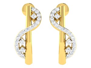 Juego de Aretes con Diseño Retorcido para Mujer, Oro Amarillo de 18K con Circonitas, Aretes para Novia, Joyería de Boda Hecha a Mano - Product Image 5