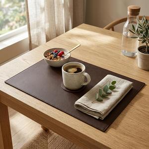 Luxury Waterproof Genuine Leather Table <b>Mat</b> Special Purpose Bags & Cases Leather Placemat Set For Upscale Restaurants LPM-0155 - Product Image 4