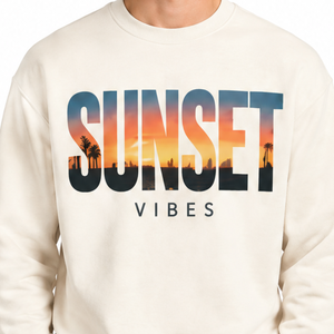 เสื้อสเวตเชิ้ตคอกลมผู้ชาย Sunset Vibes ทรงปกติ ผ้าฝ้ายถัก สวมใส่สบายๆ สำหรับฤดูร้อน - Product Image 2