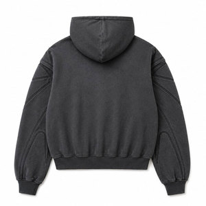 Sudadera con capucha y cremallera Valley Embossed unisex, de algodón French Terry, estilo oversize, informal, para otoño, con diseño de bolsillo frontal con logo. - Product Image 3