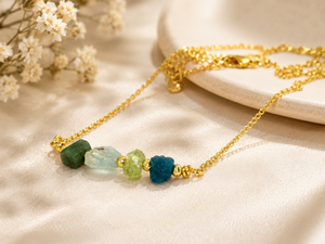 Collar de cadena de piedra natal de cristal de curación de poder de estilo minimalista, joyería de oro de 22K delicada para mujer, fiesta de Navidad al por mayor - Product Image 2