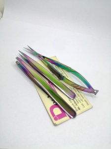 Top Selling Eyebrow Tweezers And Spring Scissor Set Custom Private Logo Rainbow Eyebrow Trimming Scissor Slanted Pointed Tweezer - Product Image 1