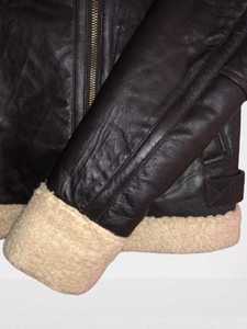 Veste en cuir véritable marron pour homme CHAMP KING avec doublure en fausse fourrure, col rabattable, fermeture éclair - Product Image 3