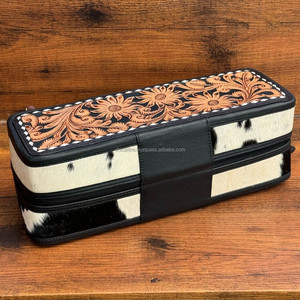 Nueva caja de almacenamiento de joyería de lujo de gran capacidad, organizador de joyería de cuero de vaca, elegante caja de joyería de viaje de moda - Product Image 5