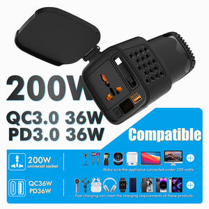 Convertisseur de courant automobile universel 12V vers 220V, 200 watts, avec câble auto-enroulant intégré, ports USB QC 3.0, vente chaude - Product Image 6