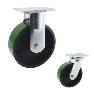 ล้อโพลียูรีเทนสีเขียวขนาด <span class=keywords><strong>4</strong></span>/<span class=keywords><strong>5</strong></span>/6/8 นิ้ว แกนเหล็ก ล้ออุตสาหกรรมอเนกประสงค์สำหรับรถเข็น - Product Image 2