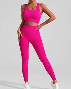 Engineered Strappy Racerback Yoga Suit Womens Compression Crop Tank with High Waist <b>Booty</b> Lifting Workout <b>Leggings</b> Uniform - Product Image 3