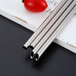 Accessoires de bar en acier inoxydable écologiques certifiés LFGB, paille à boire biseautée avec pochette en lin et brosse de nettoyage - Product Image 5