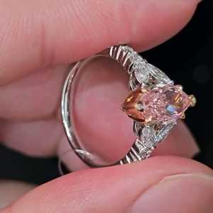 Anillo de compromiso de plata 925 original con moissanita rosa de 2 quilates, corte marquesa, para ocasiones especiales, bodas, para novias - Product Image 4