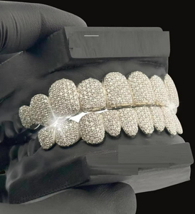 Grillz de Plata de Ley 925 con Forma de Ancla y Diamantes VVS, Joyería Fina Hip Hop para Hombre, Estilo Iced Out - Product Image 1