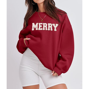 Sudadera de Navidad para Mujer con Estampado Gráfico y Parche de Chenilla, Cuello Redondo, Oversize, Invierno, con Capucha - ¡Gran Oferta! - Product Image 5