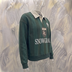 Veste de rugby rayée Snowgrace à manches longues avec logo brodé, col rabattu, coupe classique, vêtements unisexes pour adultes - Product Image 2