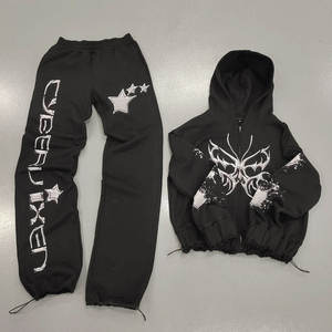 ชุดเซ็ตเสื้อฮู้ดดี้แบบมีฮู้ดพิมพ์ลายดิจิทัลปักลายดีไซน์เนอร์สำหรับทุกเพศ ผ้าฝ้าย 100% ใส่สบาย ระบายอากาศได้ดี เหมาะสำหรับฤดูหนาว - Product Image 3